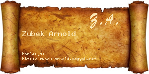 Zubek Arnold névjegykártya